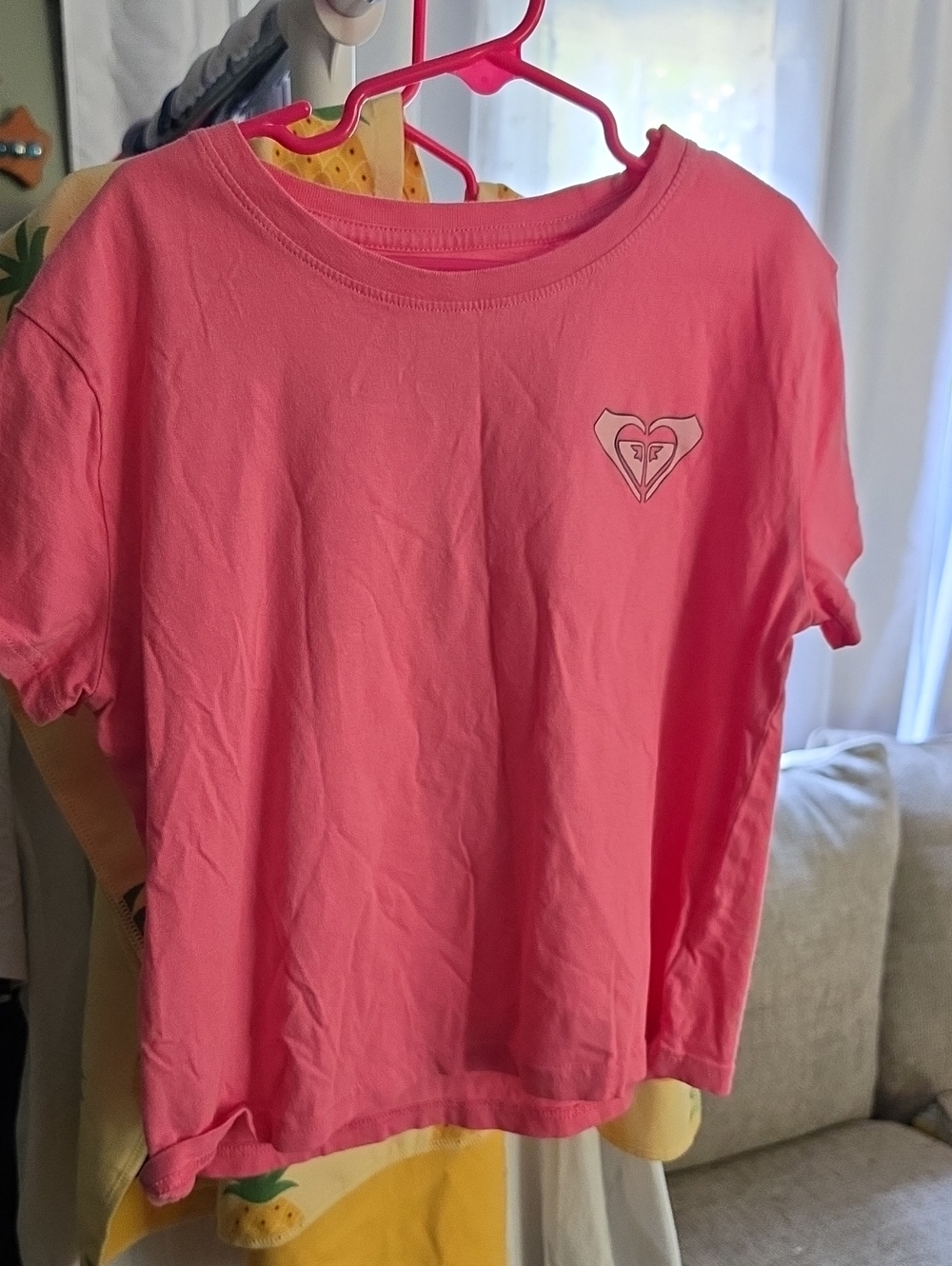 Roxy Pink Short Sleeve Heart Logo Tee